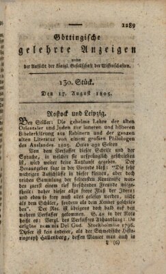 Göttingische gelehrte Anzeigen (Göttingische Zeitungen von gelehrten Sachen) Samstag 17. August 1805