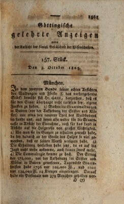 Göttingische gelehrte Anzeigen (Göttingische Zeitungen von gelehrten Sachen) Donnerstag 3. Oktober 1805