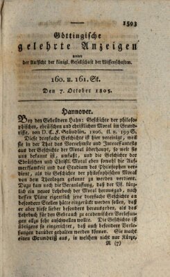 Göttingische gelehrte Anzeigen (Göttingische Zeitungen von gelehrten Sachen) Montag 7. Oktober 1805