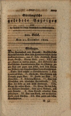 Göttingische gelehrte Anzeigen (Göttingische Zeitungen von gelehrten Sachen) Samstag 21. Dezember 1805