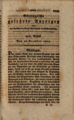 Göttingische gelehrte Anzeigen (Göttingische Zeitungen von gelehrten Sachen) Samstag 28. Dezember 1805