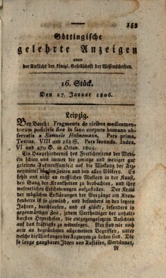 Göttingische gelehrte Anzeigen (Göttingische Zeitungen von gelehrten Sachen) Montag 27. Januar 1806