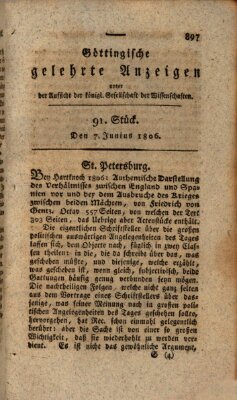 Göttingische gelehrte Anzeigen (Göttingische Zeitungen von gelehrten Sachen) Samstag 7. Juni 1806