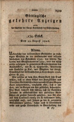 Göttingische gelehrte Anzeigen (Göttingische Zeitungen von gelehrten Sachen) Samstag 23. August 1806