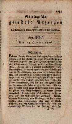 Göttingische gelehrte Anzeigen (Göttingische Zeitungen von gelehrten Sachen) Donnerstag 23. Oktober 1806