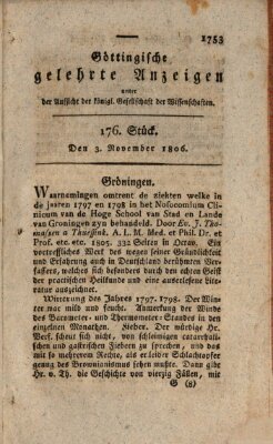 Göttingische gelehrte Anzeigen (Göttingische Zeitungen von gelehrten Sachen) Montag 3. November 1806