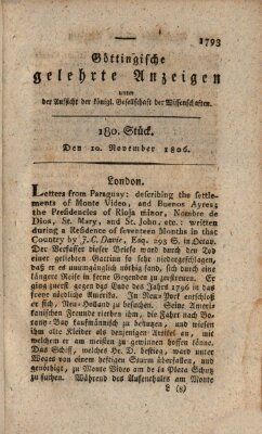 Göttingische gelehrte Anzeigen (Göttingische Zeitungen von gelehrten Sachen) Montag 10. November 1806