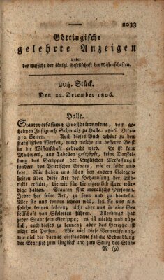 Göttingische gelehrte Anzeigen (Göttingische Zeitungen von gelehrten Sachen) Montag 22. Dezember 1806