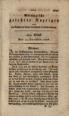 Göttingische gelehrte Anzeigen (Göttingische Zeitungen von gelehrten Sachen) Donnerstag 25. Dezember 1806