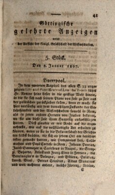 Göttingische gelehrte Anzeigen (Göttingische Zeitungen von gelehrten Sachen) Donnerstag 8. Januar 1807