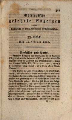 Göttingische gelehrte Anzeigen (Göttingische Zeitungen von gelehrten Sachen) Donnerstag 26. Februar 1807