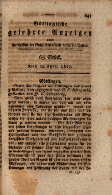 Göttingische gelehrte Anzeigen (Göttingische Zeitungen von gelehrten Sachen) Donnerstag 23. April 1807