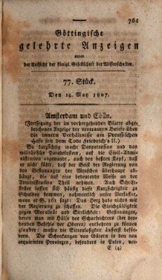 Göttingische gelehrte Anzeigen (Göttingische Zeitungen von gelehrten Sachen) Donnerstag 14. Mai 1807