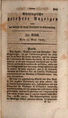 Göttingische gelehrte Anzeigen (Göttingische Zeitungen von gelehrten Sachen) Samstag 23. Mai 1807