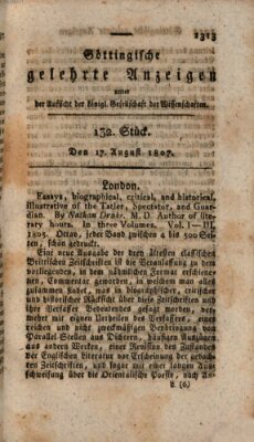 Göttingische gelehrte Anzeigen (Göttingische Zeitungen von gelehrten Sachen) Montag 17. August 1807