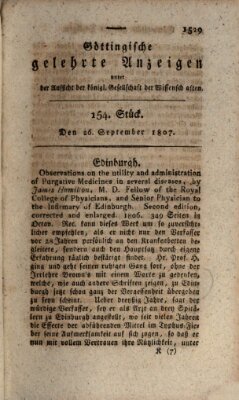 Göttingische gelehrte Anzeigen (Göttingische Zeitungen von gelehrten Sachen) Samstag 26. September 1807