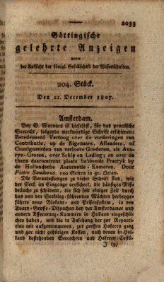 Göttingische gelehrte Anzeigen (Göttingische Zeitungen von gelehrten Sachen) Montag 21. Dezember 1807