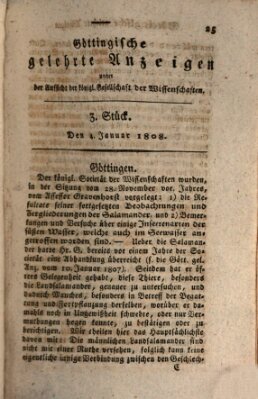 Göttingische gelehrte Anzeigen (Göttingische Zeitungen von gelehrten Sachen) Montag 4. Januar 1808