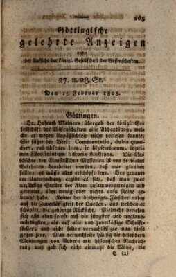 Göttingische gelehrte Anzeigen (Göttingische Zeitungen von gelehrten Sachen) Montag 15. Februar 1808