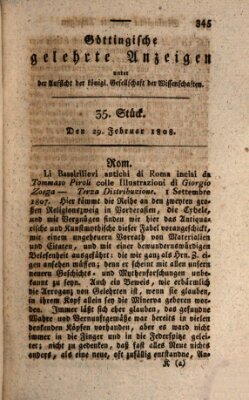 Göttingische gelehrte Anzeigen (Göttingische Zeitungen von gelehrten Sachen) Montag 29. Februar 1808