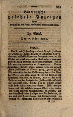 Göttingische gelehrte Anzeigen (Göttingische Zeitungen von gelehrten Sachen) Montag 7. März 1808