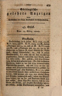 Göttingische gelehrte Anzeigen (Göttingische Zeitungen von gelehrten Sachen) Donnerstag 24. März 1808