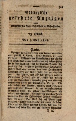 Göttingische gelehrte Anzeigen (Göttingische Zeitungen von gelehrten Sachen) Samstag 7. Mai 1808