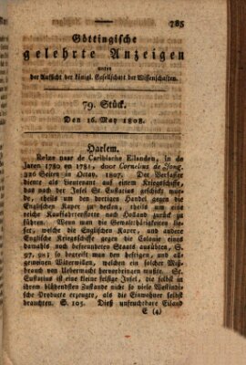 Göttingische gelehrte Anzeigen (Göttingische Zeitungen von gelehrten Sachen) Montag 16. Mai 1808