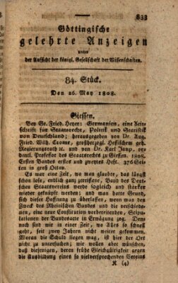 Göttingische gelehrte Anzeigen (Göttingische Zeitungen von gelehrten Sachen) Donnerstag 26. Mai 1808