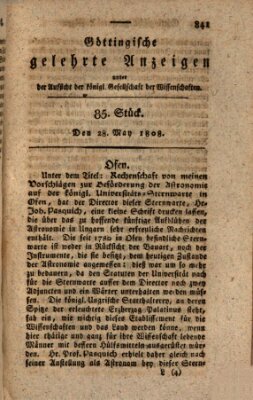 Göttingische gelehrte Anzeigen (Göttingische Zeitungen von gelehrten Sachen) Samstag 28. Mai 1808