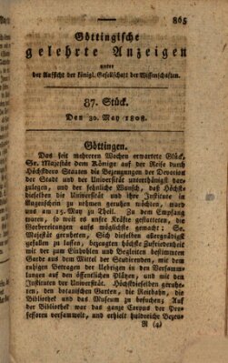 Göttingische gelehrte Anzeigen (Göttingische Zeitungen von gelehrten Sachen) Montag 30. Mai 1808