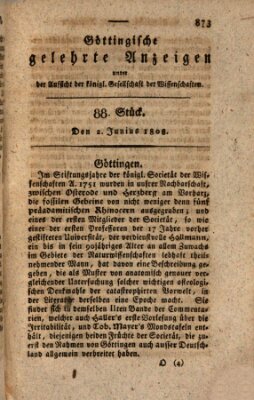 Göttingische gelehrte Anzeigen (Göttingische Zeitungen von gelehrten Sachen) Donnerstag 2. Juni 1808