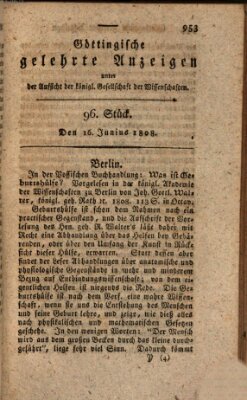 Göttingische gelehrte Anzeigen (Göttingische Zeitungen von gelehrten Sachen) Donnerstag 16. Juni 1808