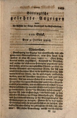 Göttingische gelehrte Anzeigen (Göttingische Zeitungen von gelehrten Sachen) Samstag 9. Juli 1808