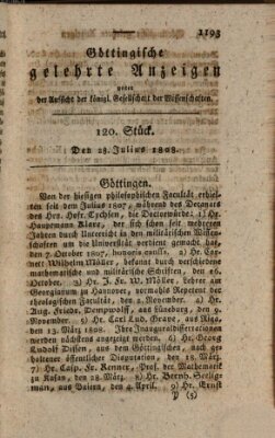 Göttingische gelehrte Anzeigen (Göttingische Zeitungen von gelehrten Sachen) Donnerstag 28. Juli 1808