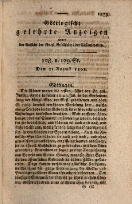 Göttingische gelehrte Anzeigen (Göttingische Zeitungen von gelehrten Sachen) Donnerstag 11. August 1808