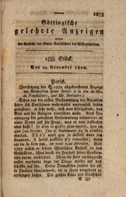 Göttingische gelehrte Anzeigen (Göttingische Zeitungen von gelehrten Sachen) Donnerstag 24. November 1808