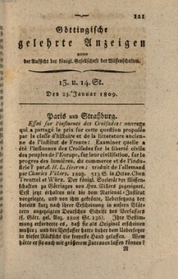 Göttingische gelehrte Anzeigen (Göttingische Zeitungen von gelehrten Sachen) Montag 23. Januar 1809