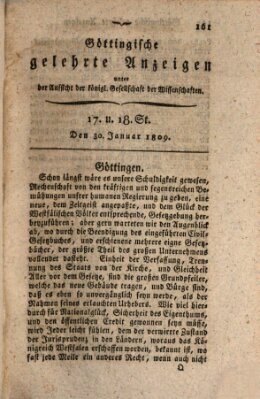 Göttingische gelehrte Anzeigen (Göttingische Zeitungen von gelehrten Sachen) Montag 30. Januar 1809