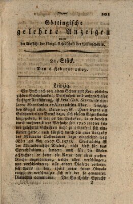 Göttingische gelehrte Anzeigen (Göttingische Zeitungen von gelehrten Sachen) Montag 6. Februar 1809