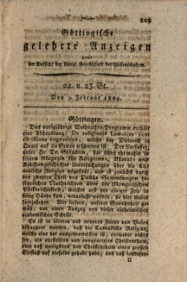 Göttingische gelehrte Anzeigen (Göttingische Zeitungen von gelehrten Sachen) Donnerstag 9. Februar 1809