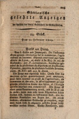 Göttingische gelehrte Anzeigen (Göttingische Zeitungen von gelehrten Sachen) Samstag 11. Februar 1809