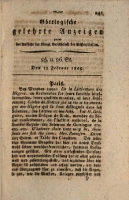 Göttingische gelehrte Anzeigen (Göttingische Zeitungen von gelehrten Sachen) Montag 13. Februar 1809