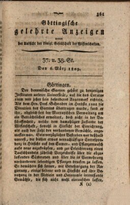 Göttingische gelehrte Anzeigen (Göttingische Zeitungen von gelehrten Sachen) Montag 6. März 1809