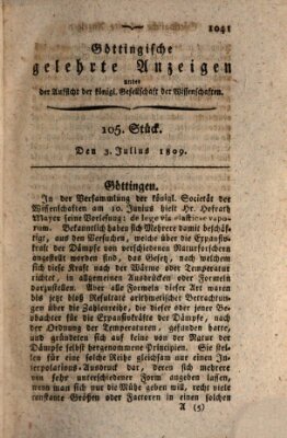 Göttingische gelehrte Anzeigen (Göttingische Zeitungen von gelehrten Sachen) Montag 3. Juli 1809