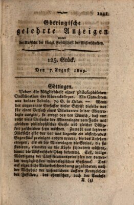 Göttingische gelehrte Anzeigen (Göttingische Zeitungen von gelehrten Sachen) Montag 7. August 1809