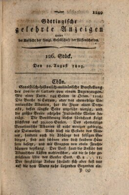 Göttingische gelehrte Anzeigen (Göttingische Zeitungen von gelehrten Sachen) Donnerstag 10. August 1809