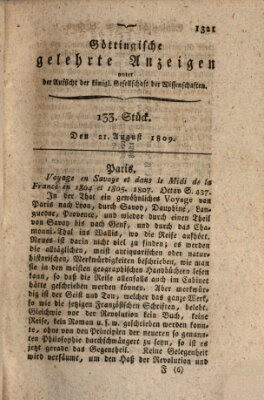 Göttingische gelehrte Anzeigen (Göttingische Zeitungen von gelehrten Sachen) Montag 21. August 1809