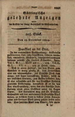 Göttingische gelehrte Anzeigen (Göttingische Zeitungen von gelehrten Sachen) Montag 25. Dezember 1809