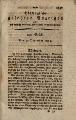 Göttingische gelehrte Anzeigen (Göttingische Zeitungen von gelehrten Sachen) Samstag 30. Dezember 1809